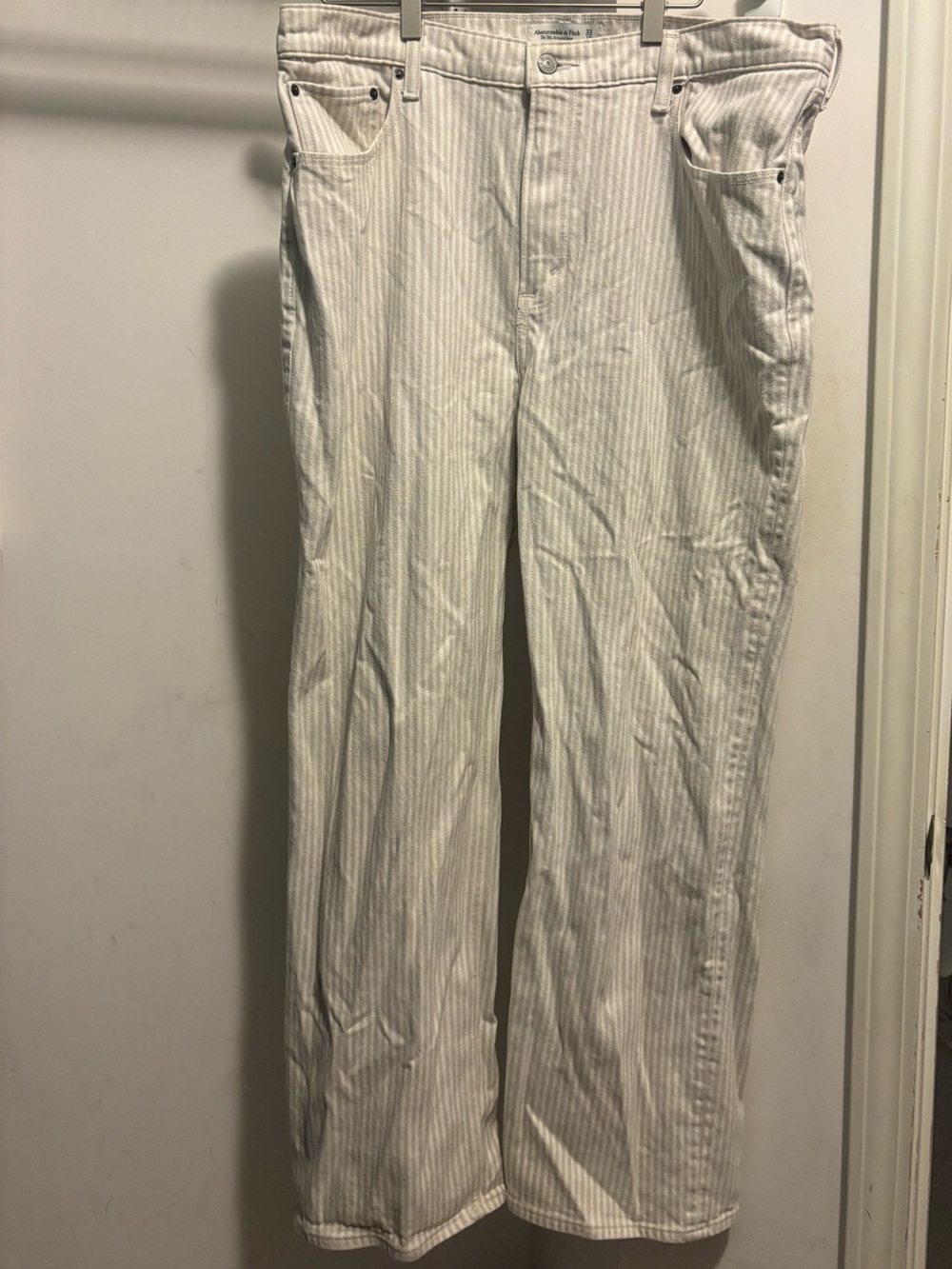 White and Cream Striped Jeans